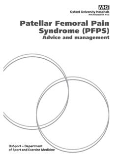Patellar Femoral Pain Syndrome (PFPS) - OUH
