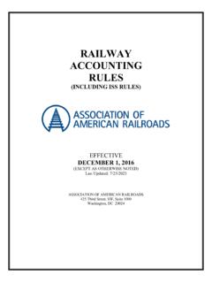 RAILWAY ACCOUNTING RULES - Railinc Corporation