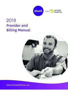 Provider and Billing Manual - PA Health &amp; Wellness