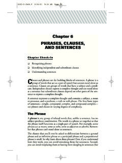 Chapter 6 PHRASES, CLAUSES, AND SENTENCES