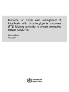 Guidance for clinical case management of thrombosis with ...