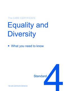 The CARE CERTIFICATE Equality and Diversity