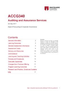 Auditing and Assurance Services - Unit Guide