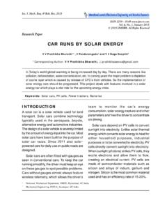 CAR RUNS BY SOLAR ENERGY - IJMERR