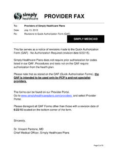 PROVIDER FAX - Simply Healthcare Plans