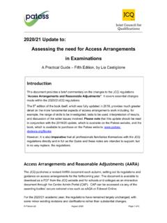 2020/21 Update to: Assessing the need for Access ...