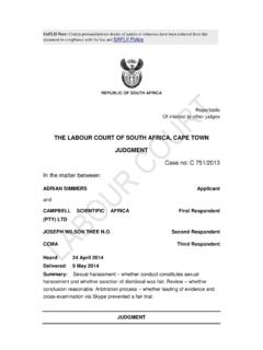 THE LABOUR COURT OF SOUTH AFRICA, CAPE TOWN …