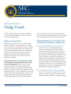 INVESTOR BULLETIN Hedge Funds - SEC