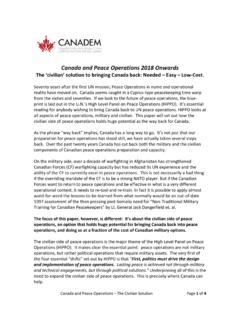 Canada and Peace Operations 2018 Onwards