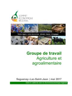 Rapport du groupe de travail - Agriculture et agroalimentaire