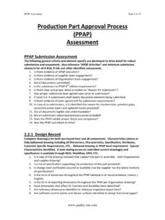 Production Part Approval Process (PPAP) Assessment
