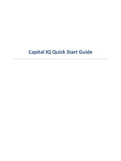 Capital IQ Quick Start Guide - University of Toronto