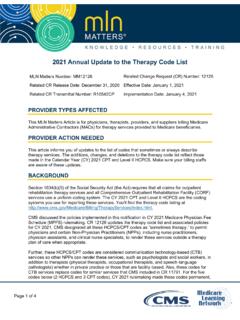 2021 Annual Update to the Therapy Code List
