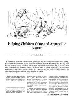Helping children value and appreciate nature
