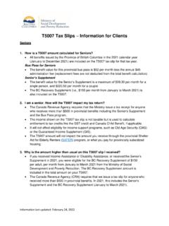 T5007 Tax Slips - British Columbia