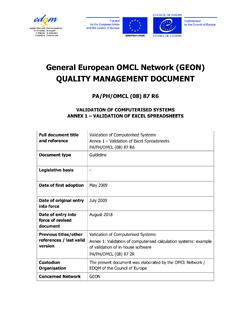 General European OMCL Network (GEON) QUALITY …