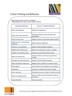 Critical Thinking and Reflection - University of Nottingham