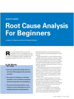 QUALITY BASICS Root Cause Analysis For Beginners