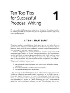 Ten Top Tips for Successful 1 Proposal Writing