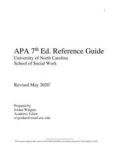 APA 7th Ed. Reference Guide - UNC School of Social Work