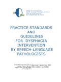 PRACTICE STANDARDS AND GUIDELINES FOR DYSPHAGIA ...