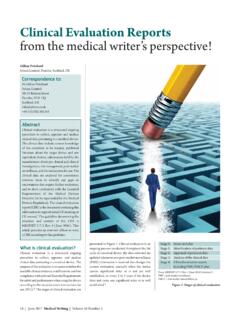 Clinical Evaluation Reports from the medical writer’s ...