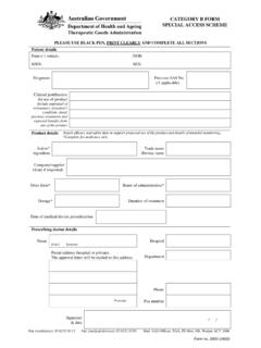 Category B Form - Special Access Scheme