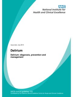 Delirium: diagnosis, prevention and management, NICE version