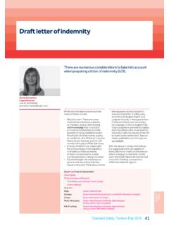 Draft letter of indemnity - Standard Club