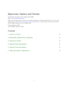 Quaternion Algebra and Calculus - Geometric Tools