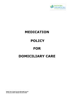MEDICATION POLICY FOR DOMICILIARY CARE