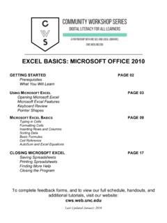 EXCEL BASICS: MICROSOFT OFFICE 2010
