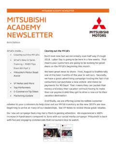 Mitsubishi Academy Newsletter - Mitsubishi …