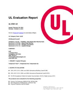 UL Evaluation Report - GAF
