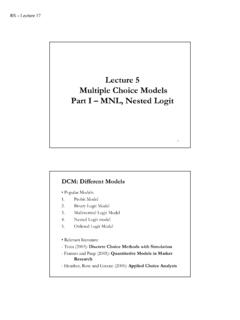 Lecture 5 Multiple Choice Models Part I –MNL, Nested Logit