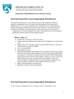 Post-Op Protocol for Lateral Epicondyle Debridement