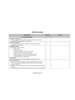 HACCP audit checklist Requirement Details Y/ N ...