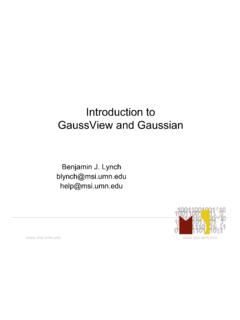 Introduction to GaussView and Gaussian
