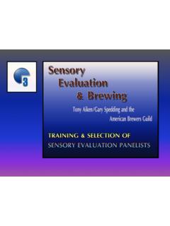 Training and Selection of Sensory Evaluation - …