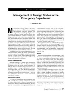 Management of Foreign Bodies in the Emergency …
