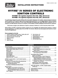 HYFIRE IV SERIES OF ELECTRONIC IGNITION CONTROLS