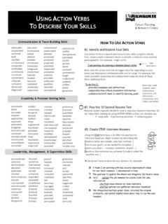 USING ACTION VERBS T D O ESCRIBE YOUR SKILLS