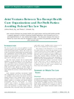 Joint Ventures Between Tax-Exempt Health Care ...