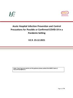 Acute Hospital Infection Prevention and Control …