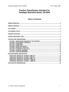 Position Classification Standard for Paralegal …