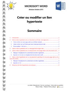 Cr&#233;er ou modifier un lien hypertexte Sommaire - acta-media.fr