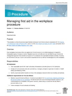 Managing first aid in the workplace procedure