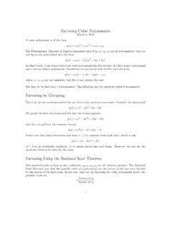 Factoring Cubic Polynomials - UC Santa Barbara