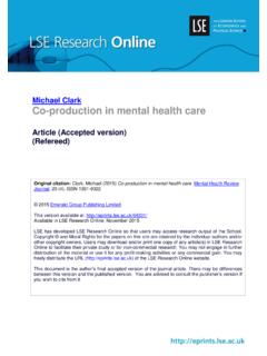 Co-production in mental health care - LSE …