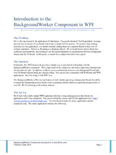BackgroundWorker Component in WPF